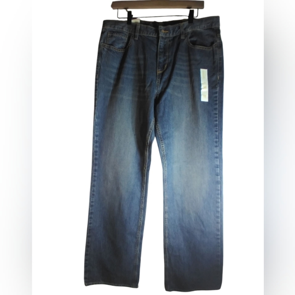 Old Navy Classic Blue Denim Jeans Loose Didley Bootcut Womens Size 18 Husky